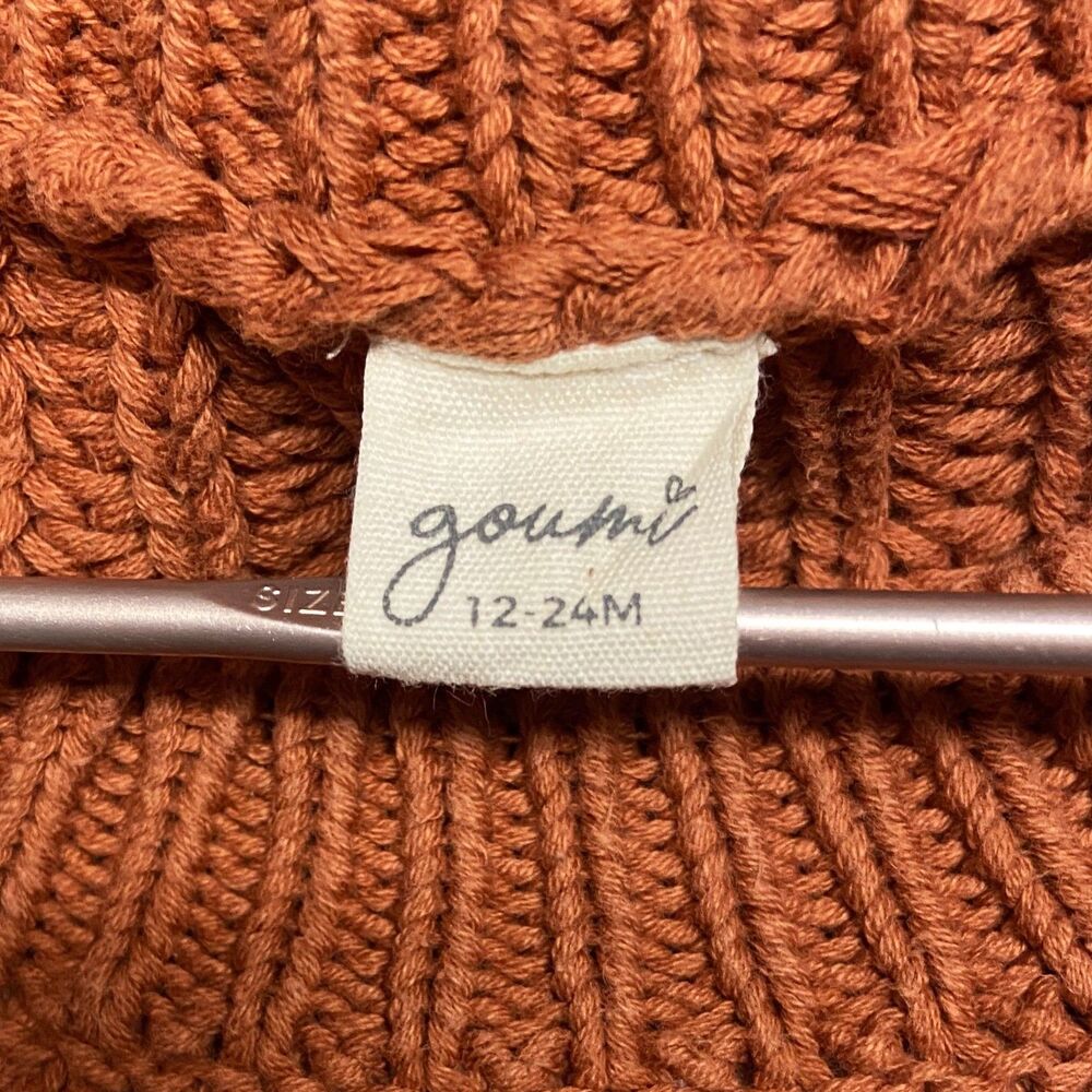 Goumi Baby Oversized Chunky Pullover Sweater 12-24 Months Sienna Organic Cotton - Picture 3 of 5